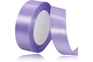 AHOMAME Light Purple Satin Ribbon 1 Inches x 25 Yards, Solid Color Fabric Ribbon for Gift Wrapping, Crafts, Hair Bows Making, Wreath, Wedding Party Decoration and Sewing Projects