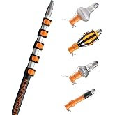5-24 ft Telescopic Light Bulb Changer Kit for High Ceilings (30 ft Reach) | Light Bulb Remover Tool High Ceilings Kit with 2 Suction Cups, Basket &amp; Microfiber Cloth with Pole