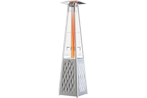 EAST OAK Pyramid Patio Heater, 48000 BTU Outdoor Flame Patio Heater All Stainless Steel, Quartz Glass Tube Propane Heater, Triple Protection System, Suitable for Outdoor Commercial & Residential Use