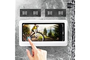 Wmbzxh Shower Phone Mount Waterproof Shower TV Case Holder HD Anti-Fog Mirror Phone Shelf Touch Screen Holder for Bathroom(Elegant White)