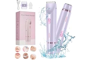 ANGELBEE Glow Aura Womens Shaver, 2 in 1 Bikini Trimmer for Women USB Rechargeable, IPX7 Waterproof Wet & Dry Electric Razors, Painless Hair Remover for Bikini Underarm Leg Arm Body Face, Purple