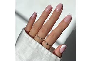 Glamnetic Press On Nails - Classy French | Medium Square Fake Nails, Trendy Micro French Tip, Salon Quality | 15 Sizes - 30 Nail Kit