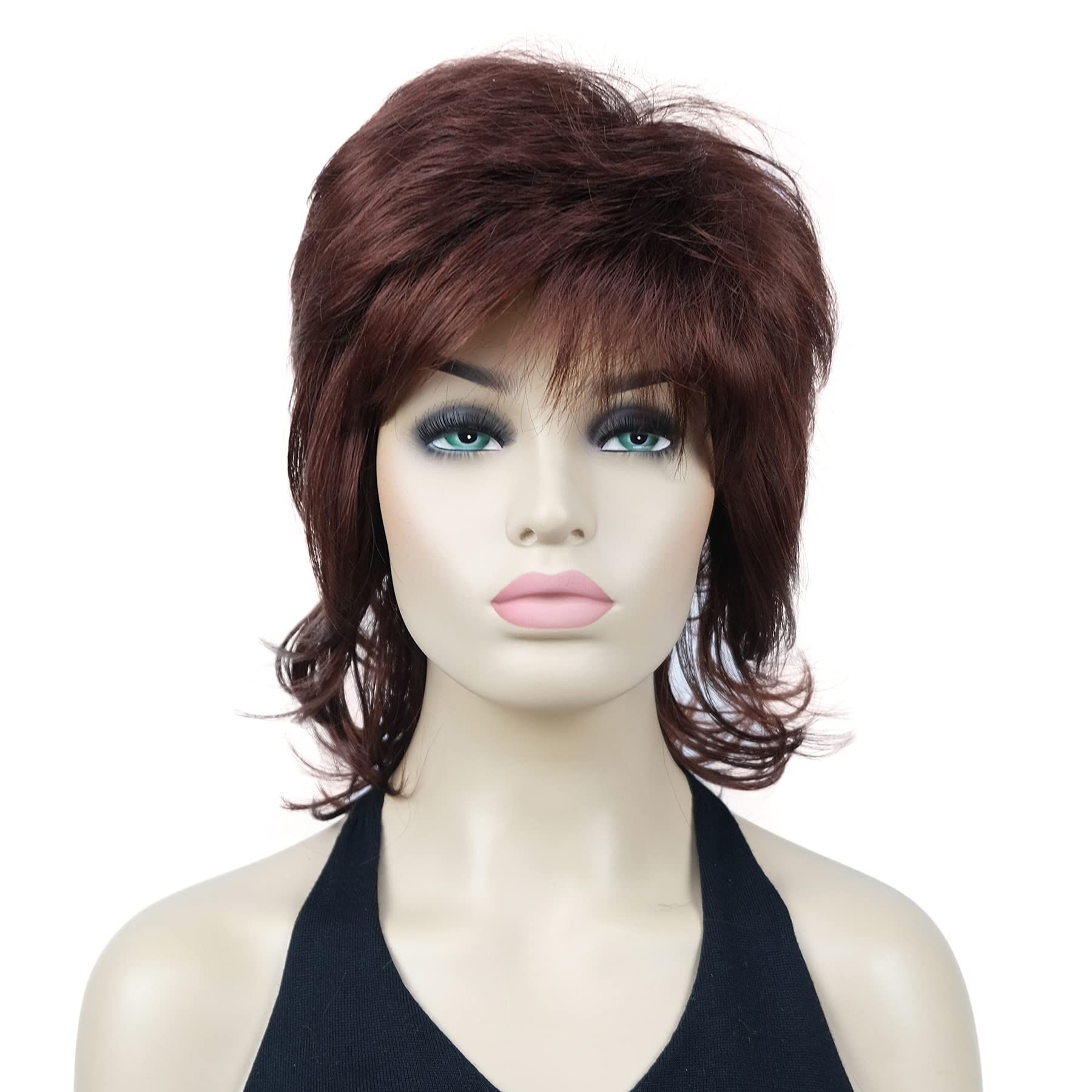 Lydell 16" Long Soft Shaggy Layered Wig Classic Cap Full Natural Synthetic Wigs (33A Dark Auburn)