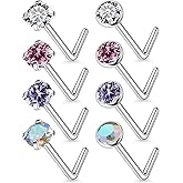 Tkzndnm F136 Titanium 20/18g Nose Rings Studs Piercings Jewelry for Women Men Nostril Straight Bone Bar 3mm Diamond Hypoallergenic