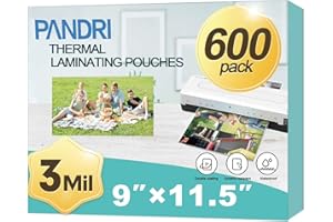 Laminating Sheets, PANDRI 600 Pack Thermal Laminator Pouches Holds 8.5 x 11 Inch, 3 Mil Clear Laminator Paper 9 x 11.5 Inch, Letter Size