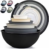 Zulay Kitchen 12 Piece Plastic Mixing Bowls with Leak-Proof Lids Set - Microwave and Freezer Safe Kitchen Mixing Bowls for Preparing, Serving and Storing - Large Nesting Bowls (Midnight Ombre)