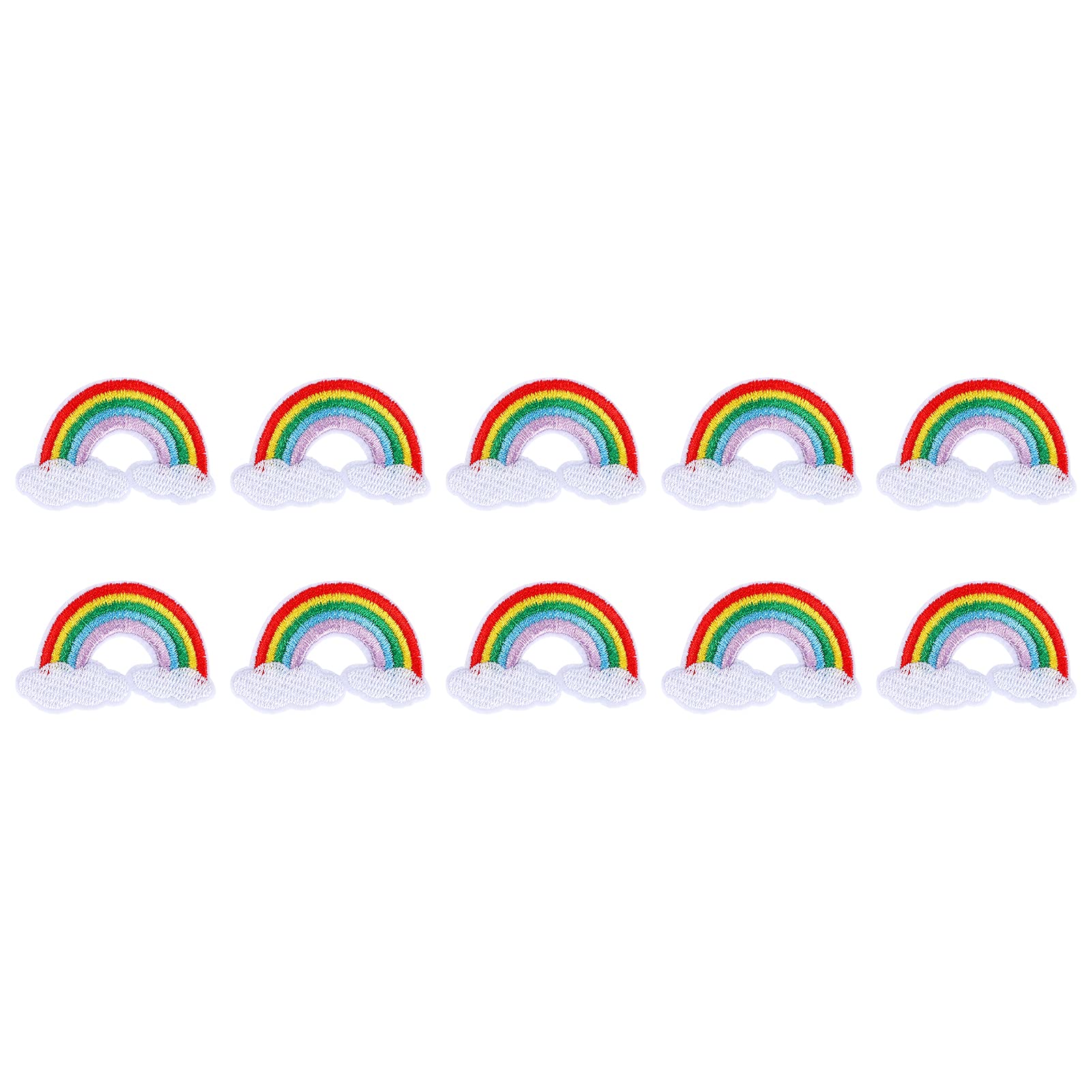 Tnfeeon Colorful Cloth Patch Rainbow 10Pcs Colorful Cloth Patch Cloud Rainbow Pattern Embroidery Cloud Patch Cloth Applique Embroidery Cloth Patch Sewing Applique Garment Decoration Supplies