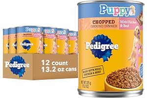 Pedigree Puppy Chopped Ground Dinner Wet Puppy Food with Chicken & Beef, 13.2 oz. Cans, 12 Count