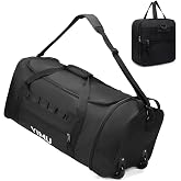 Large-Capacity Foldable Travel Bag, Single-Shoulder Hand-Held Wheeled Bag, Lightweight Travel Luggage Bag, Portable Luggage Bag Storage Bag for Business Trips (Black)