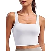 BAYDI Clouduxi Square Neck Sports Bras for Women - Padded Workout Tops with Built-in Bra U Back Gym Yoga Crop Tank Top