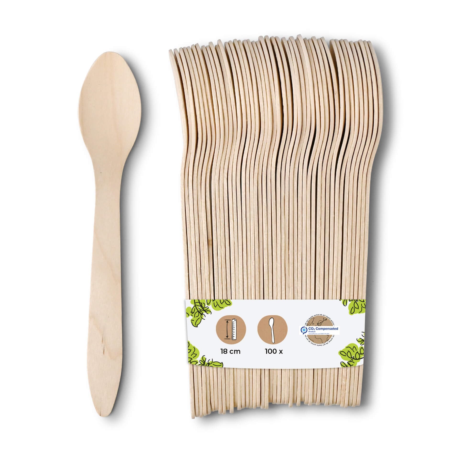 BIOZOYG Environmentally Friendly Disposable Crockery Spoon I Wooden Cutlery Soup Spoon Wooden Spoon Disposable Cutlery I Biodegradable and compostable Cutlery I 100 x Spoons 18cm