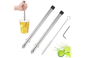 2 Pcs Muddler For Lemonade Stand Supplies,Stainless Steel Straw Punch,Tool For Straw Puncher For Plastic Lids Lemonade.