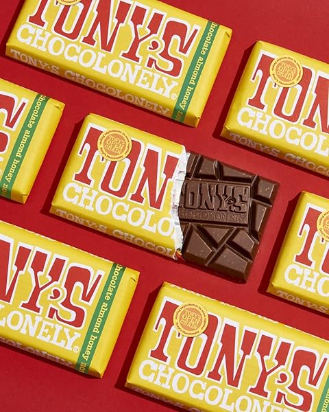 TONY’S CHOCOLONELY 32% MILK CHOCOLATE BAR WITH HONEY ALMOND NOUGAT – BELGIUM CHOCOLATE, NO ARTIFICIAL FLAVORING, FAIRTRADE & B CORP CERTIFIED – 6.35 OZ