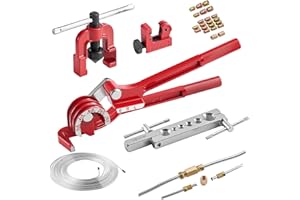 VEVOR 3/16" Brake Line Repair Kit, 45° Single Brake Line Flaring Tool Kit, 25FT Copper-Coated Brake Line with 20 Fittings & 2
