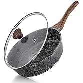 SENSARTE Nonstick Skillet, Deep Frying Pan 10/11/12-inch, Saute Pan with Lid, Stay-cool Handle, Healthy Stone Cookware Cooking Pan, Induction Compatible (10-Inch/3.5QT)