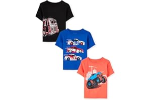 The Children's Place Baby-Boys and Toddler Sports,Cars,Trucks Short Sleeve Graphic T-Shirts,3 Pack