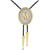 GelConnie Western Ties for Men Gold Bolo Tie Initial Letter A to Z Native American Bola Ties Cowboy Accessories for Men Women