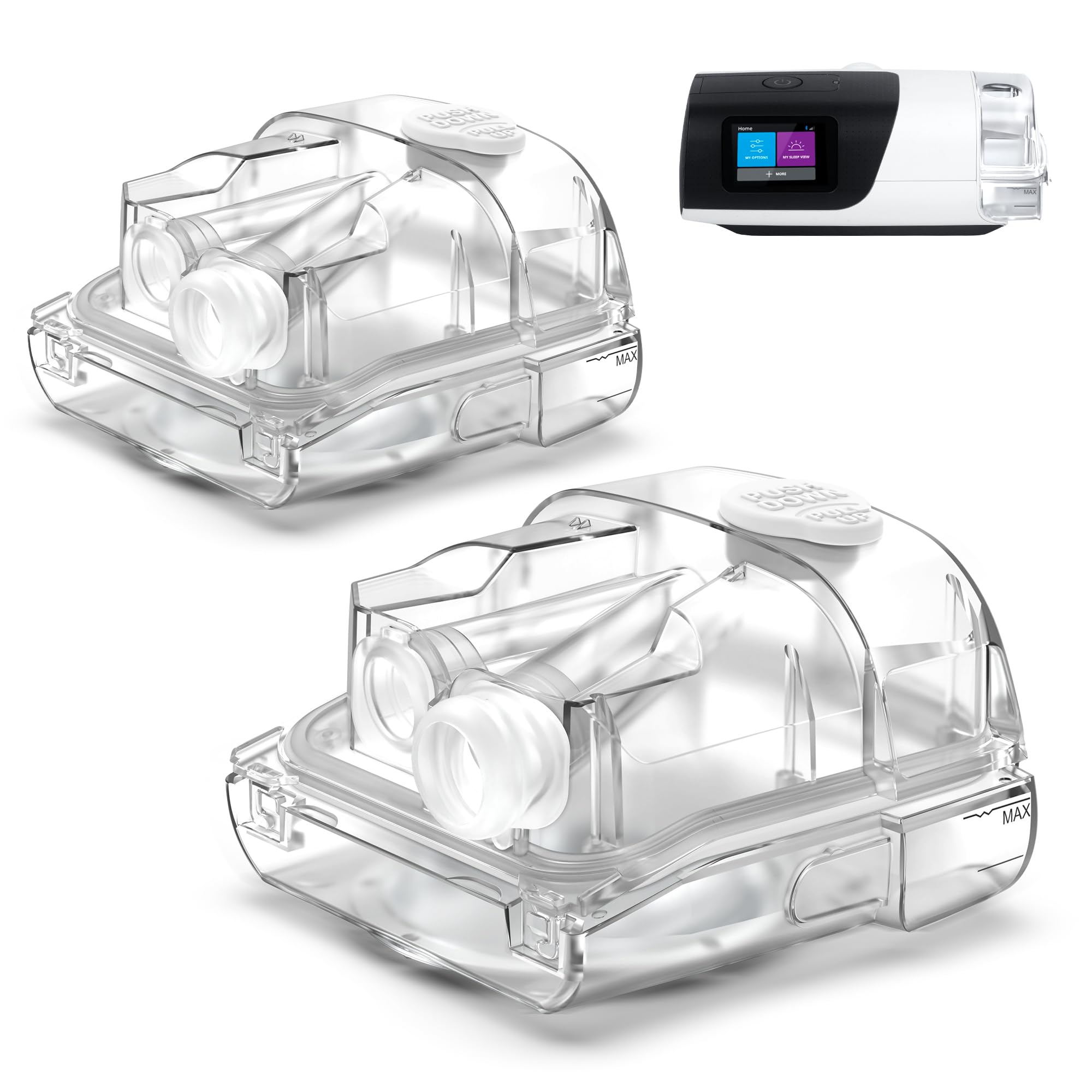 Photo 1 of 2 Pack Water Chambers for AirSense 11 & AirCurve 11, Upgraded Leak-Proof CPAP Supplies, Easy Refill Humidifier Tanks with Direct Fill Port, Improved Sealing & Hassle-Free Cleaning