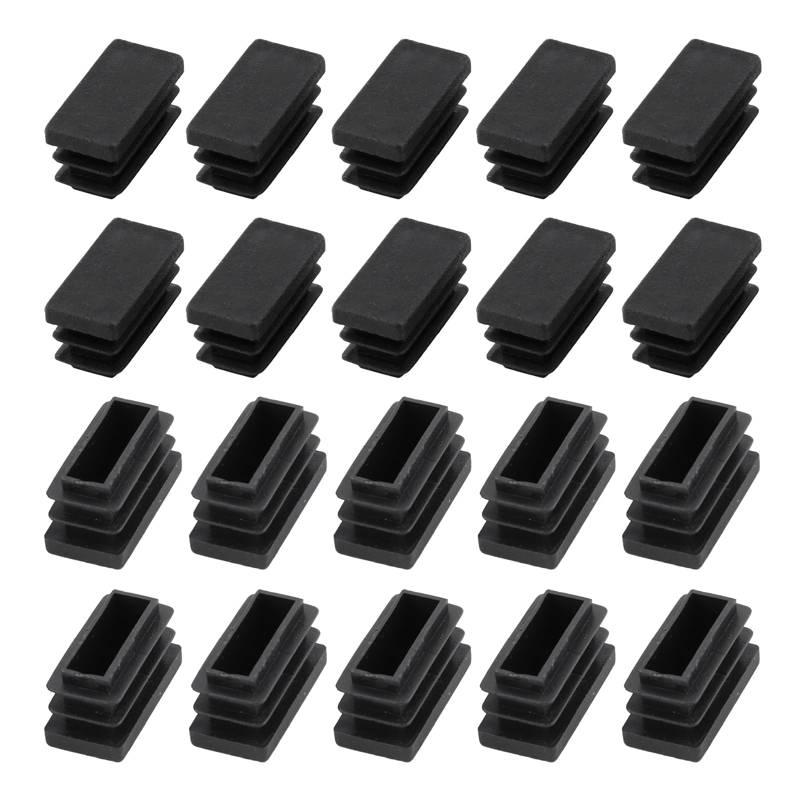 METALLIXITY Rectangle End Caps (26 x 13mm) 40Pcs, Plastic Rectangle Tube Inserts Threaded End Blanking Caps Protector - for Furniture Table Chair Legs, Black — image 1