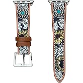 Wonderent Western Watchband for Apple Watch Size 38mm, 40mm, 41mm, 42mm, 44mm, 45mm and Series 9,8,7,6,5,4 and SE