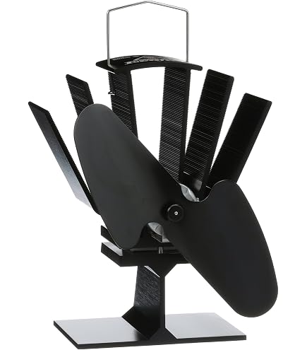 Ecofan AirDeco I - Ventilateur De Poêle à Bois Chaleur Alimenté 272 M³/h - Lame Noire 20 Cm Style Contemporain
