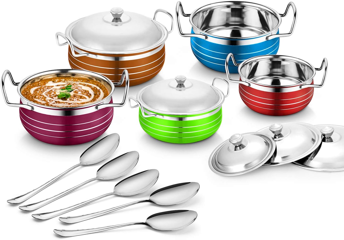 Classic Essentials Stainless Steel Handi Set, 10-Pieces, Multicolour