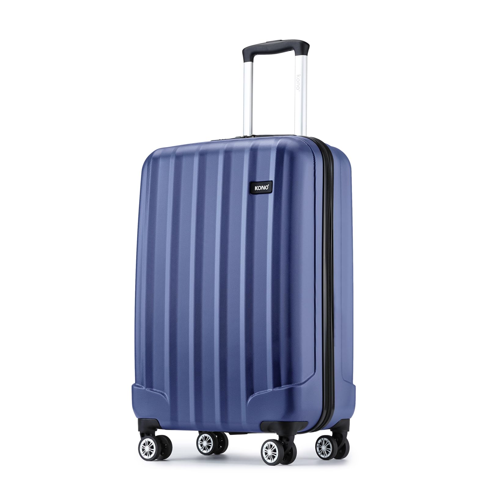 Kono 55x35x20cm Carry-on Suitcase for EasyJet Super Lightweight ABS+PC Suitcase with 4 Wheels Spinner Luggage Vertical Strip Travel Trolley Case (Navy)