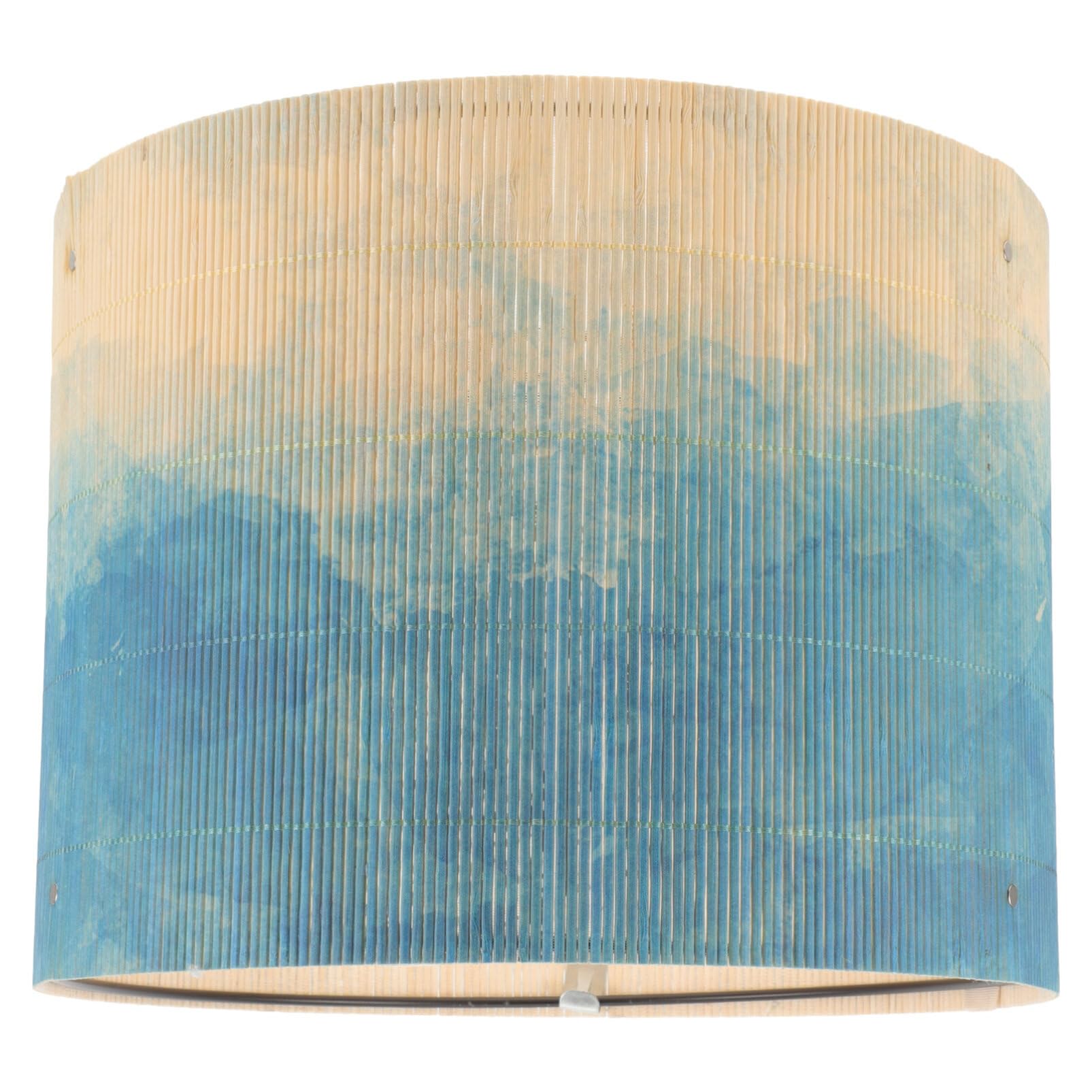 PRETYZOOM Drum Lamp Shades, E27 Painting Bamboo Lampshade Vintage Gradient Chandelier Cover Cylinder Light Accessories for Floor Table 11x11inch Blue