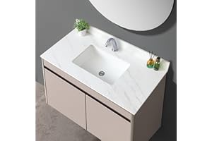 LEGENDSTONE 43" Bathroom Vanity Top with Ceramic Undermount Sink & Backsplash,Calacatta White Sintered Stone Counter Top, Single Hole Vanity Sink Top
