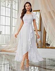 BeryLove Prom Dresses for Women Wedding Guest Ruffe