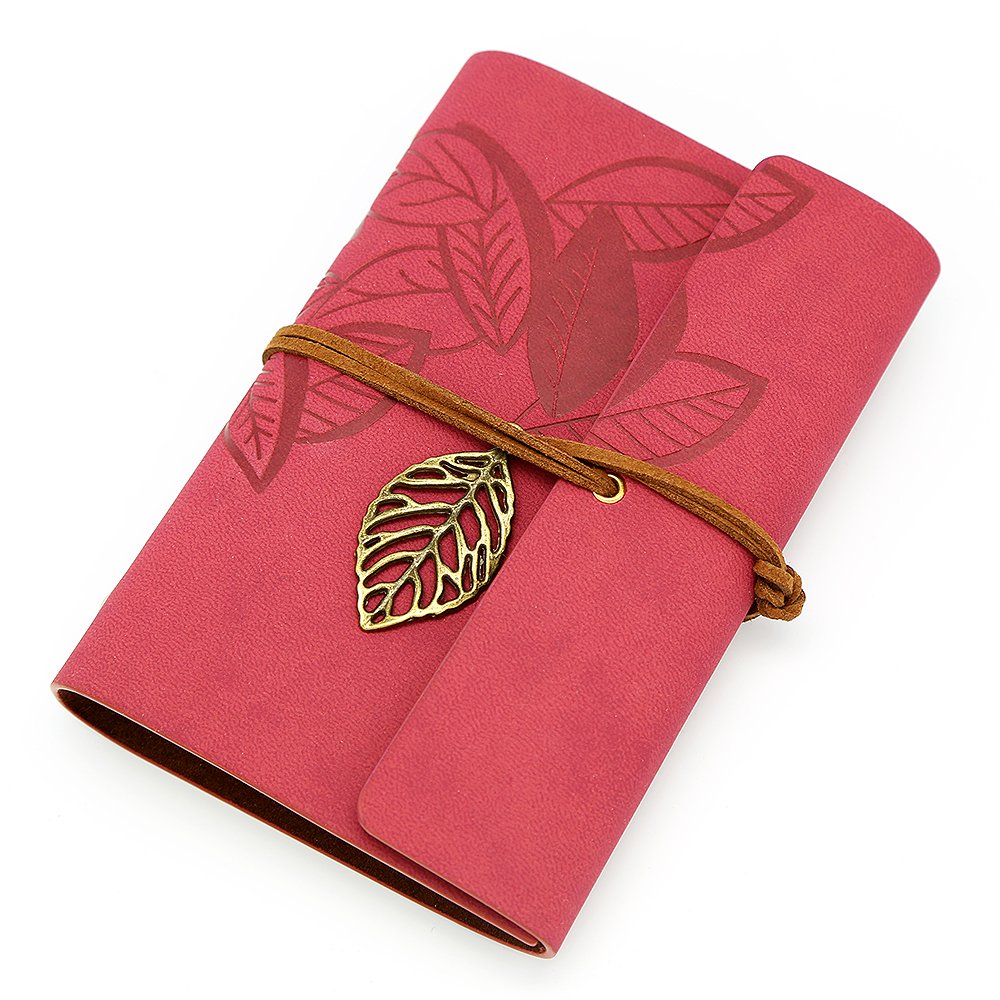 Vintage Dark Red PU Leather Cover Loose Leaf Blank Notebook Journal Diary Gift by EvZ