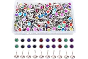 ARTCXC 200PCS 8x12mm Paper Fasteners Mixed Colors Acrylic Rhinestone Metal Brads for for DIY of Scrapbooking Decoration，Card Making,Art Crafting School Projects Making