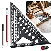 Preciva Carpenter Square 7 inch, 1/16" Precision Rafter Square Aluminum Alloy with Limiter and Pencil, Multi-Purpose Carpente