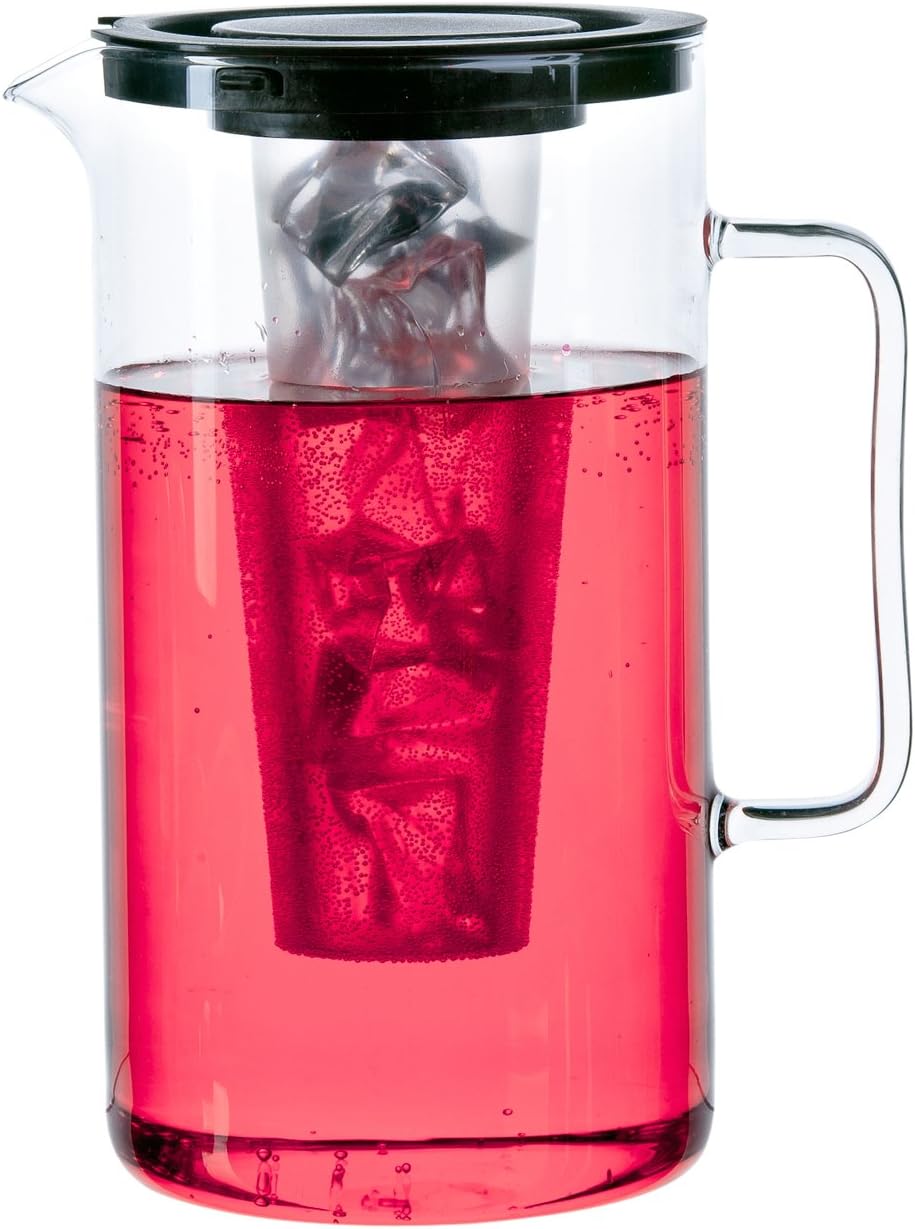 Bohemia Cristal 093 006 057 SIMAX Krug ca. 2,5 ltr. aus hitzebeständigem Borosilikatglas mit Eiswürfeleinsatz aus Kunststoff und Kunststoffdeckel schwarz