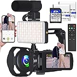 VETEK Video Camera 8k Camcorder 48MP UHD WiFi IR Night Vision Vlogging Camera for YouTube, 18X Digital Zoom 3.0“ LCD Screen D