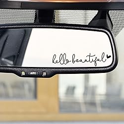 3x Hello Beautiful Rearview Mirror Decal, Vanity