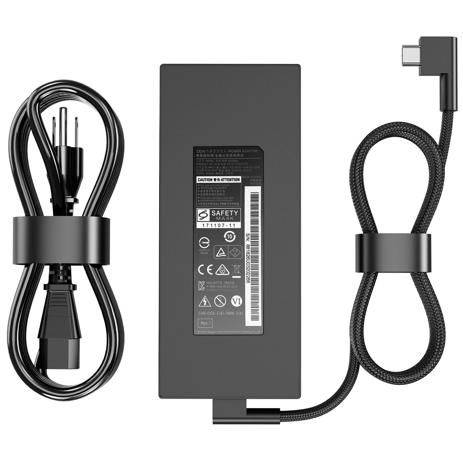 Photo 1 of 330W GaN AC Laptop Charger Compatible with Razer Blade 16 17 18 RZ09-0483 RZ09-0484 RZ09-0510 RC30-0484 RC30-04840200 Gaming Power Supply Adapter