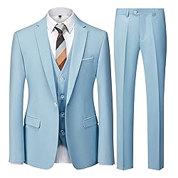 UNINUKOO Men Suits Slim Fit 3 Piece 1 Button