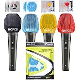 TENGYES Disposable Microphone Hygiene Covers, 400 PCS (200 Pack) | Non-woven, Handheld Mic Cover, Windscreen Protective Cap, for KTV Karaoke Recording Room Stage Performance