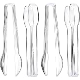 Clear Plastic Tongs, 6 1/2", 4 Pack