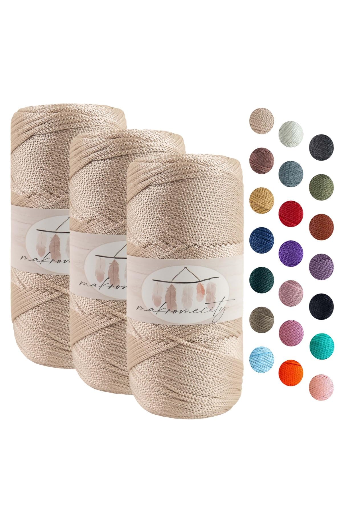 Strand Macrame Yarn 2mm x 115m Premium Polyester Macrame Cord Polypropylene Yarn for Crafts Home Decorations Placemat Shoulder Bag Handbag Runner Pacifier Chain 20 Colors