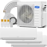 ROVSUN 3 Zone 28000 BTU (9K/9K/9K) Mini Split AC/Heating System, 20 SEER2 Tri Zone Ductless Wall Mounted Air Conditioner with Pre-Charged Condenser, Heat Pump &amp; 25Ft Line Set, 208-230V