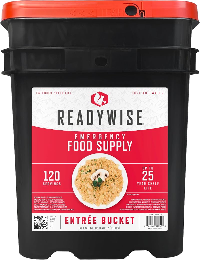 ReadyWise 120 Servings Lunch & Dinner Bucket Freeze Dried Emergency Food