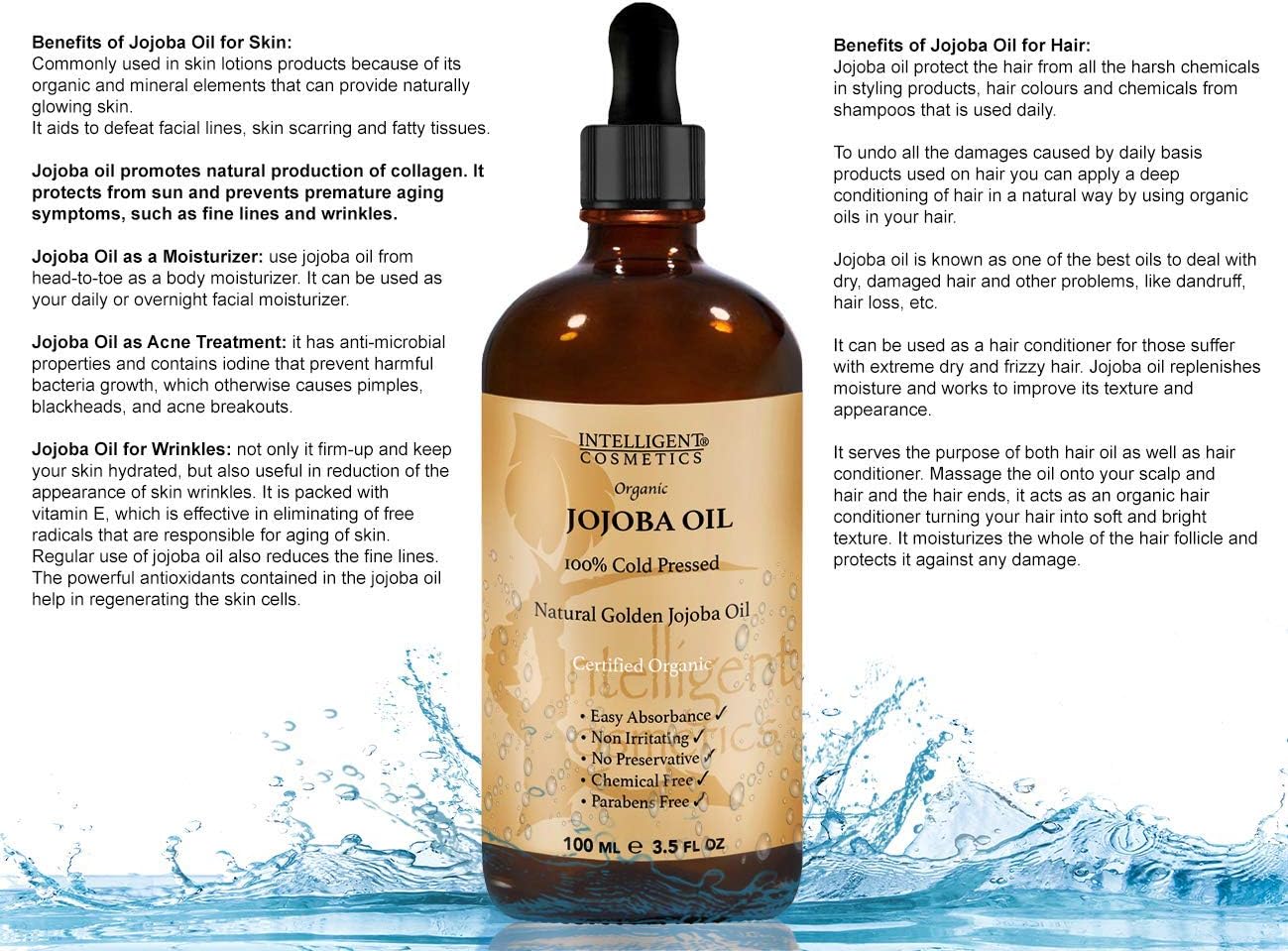 Jojoba Oil Certified Organic, 100% Cold Pressed, Vegan, Extra Virgin, Pure, Unrefined - Image 3