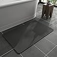 MontVoo -Bath Mat Rug-Rubber Backing Non Slip Quick Dry Absorbent Thin Bathroom Rugs Fit Under Door-Faux Suede Surface Bathroom Floor Mats-Shower Rug for in Front of Bathtub Shower Dark Grey 16"x24"