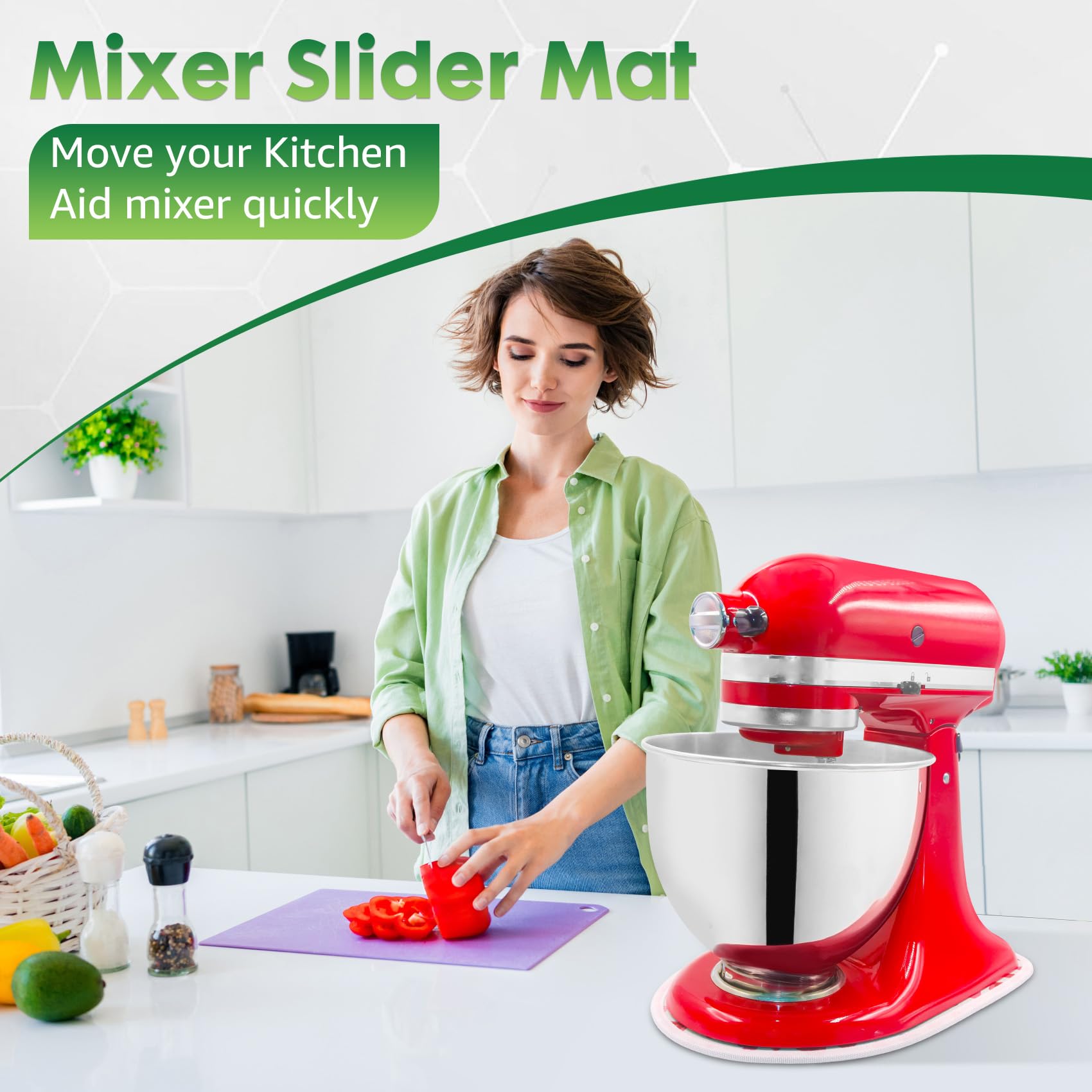 for Kitchen Aid Mixer Sliding Mat - Slider Mat for Kitchen Aid Artisan 4.5-5 Qt Tilt-Head Stand Mixer, Mover Mixer Slider Pad for Kitchen Aid Mixer Attachment Kitchen Appliance Countertop Accessories