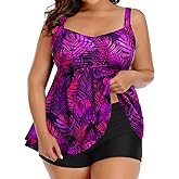 Aqua Eve Women Plus Size Tankini Swimsuits with Shorts Bathing Suits Two Piece Swimwear