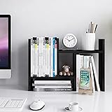 Jerry & Maggie - Desktop Organizer Office Storage Rack Adjustable Wood Display Shelf - free style double H display - True Natural Stand Shelf - Black