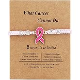 Pingyongchang Breast Cancer Bracelets Cute Handmade Pink Ribbon Cancer Awareness Rope Bracelet with Gift Message Card for Women Hope Faith Encouragement Inspirational Gift