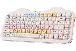 YUNZII C75 Wireless Mechanical Keyboard,75% Layout, Hot-Swappable NKRO,BT5.0/2.4G/USB-C Mode,Dye-Sub PBT MOA Keycaps,RGB Gasket Mount,Cute Cake Design for Mac/Win/Gaming (Beige, Candy Switch)